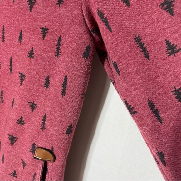 Wanakome Burgundy Cowl Neck Hoodie W Tree Print XS - Picture 7 of 16